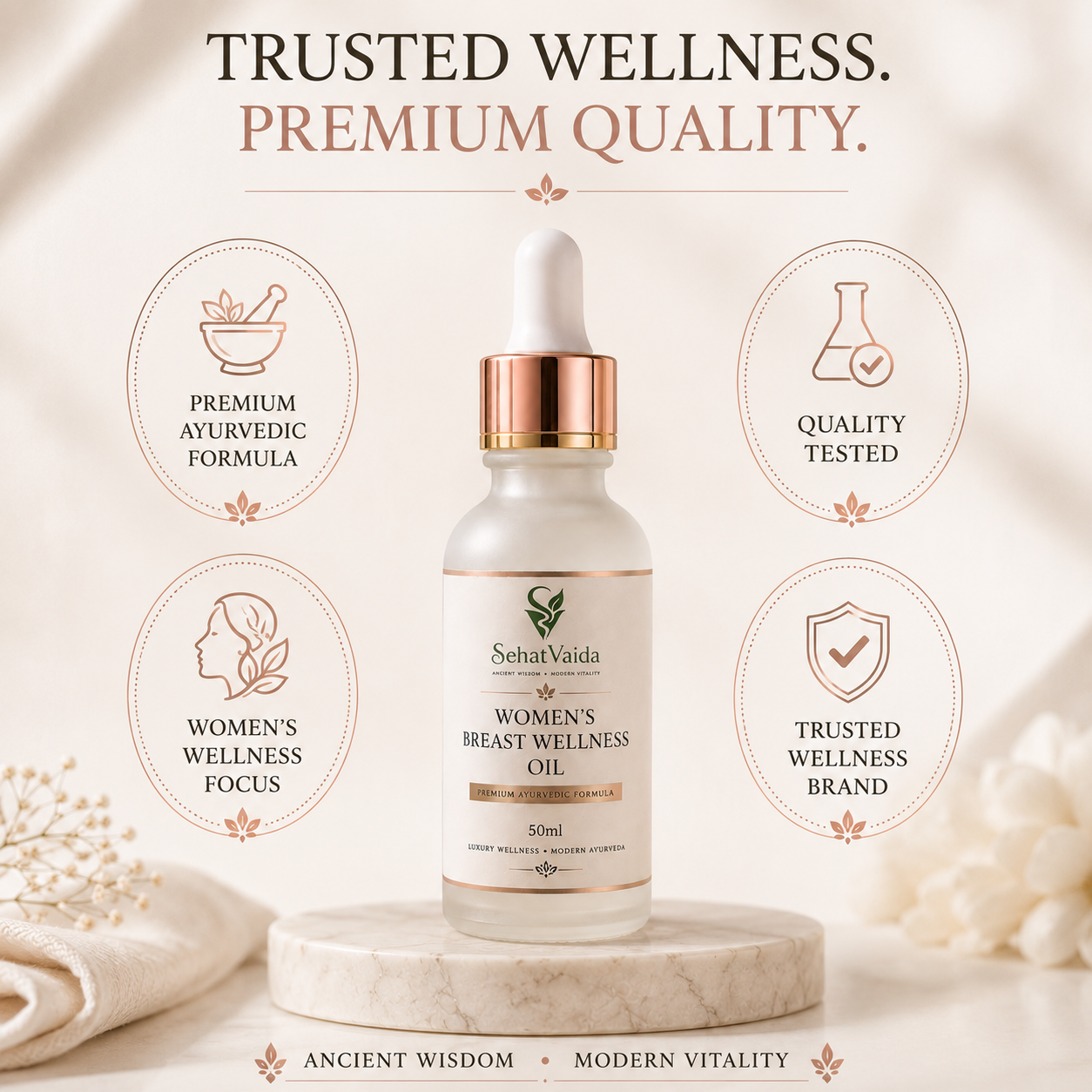 Women’s Breast Wellness Oil – 50ml | Ayurvedic Wellness Oil | Velora Ayurved