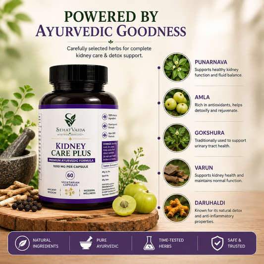 Kidney Care Plus – 1000mg | 60 Vegetarian Capsules | Ayurvedic Kidney Wellness | Velora Ayurved