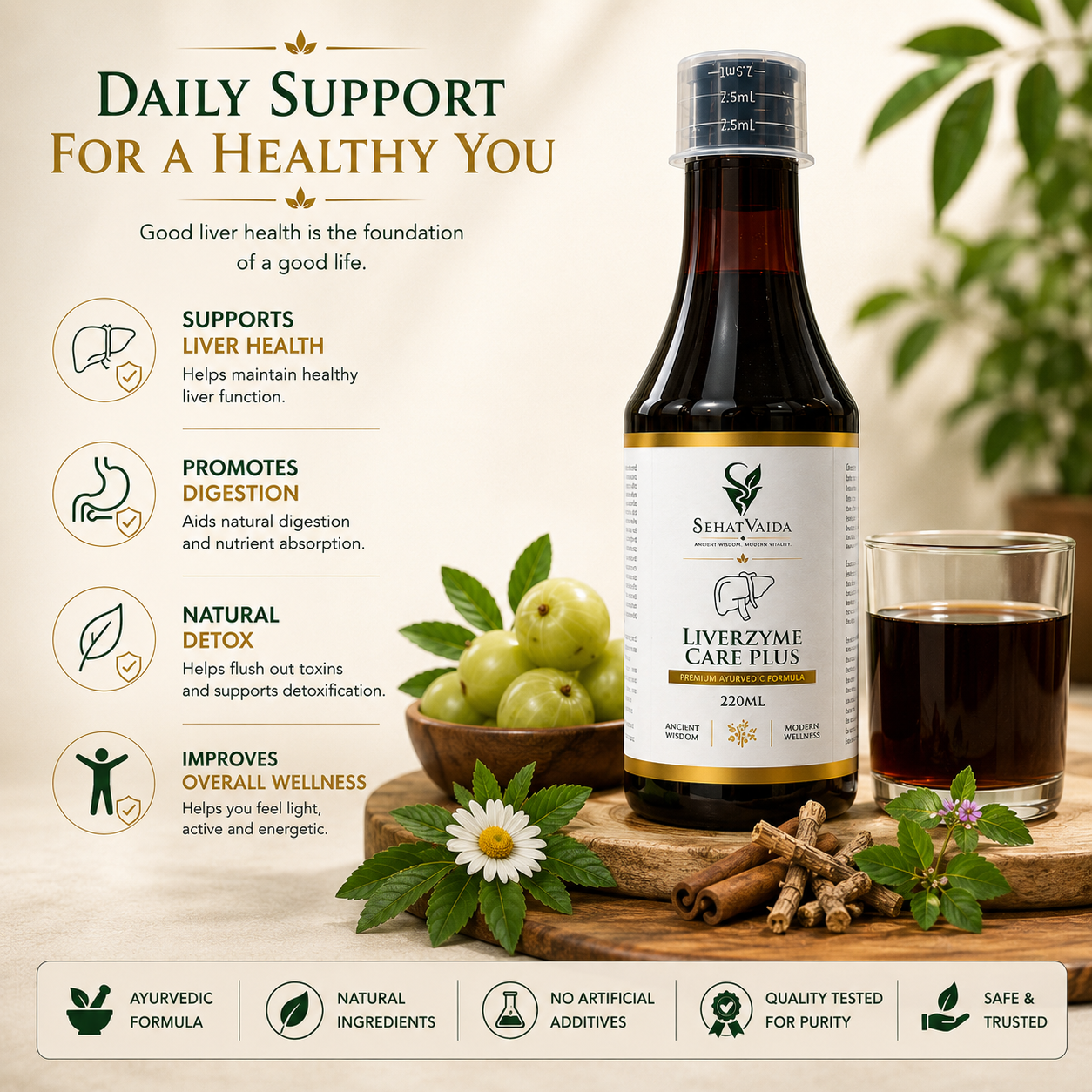 LiverZyme Care Plus – 220ml | Ayurvedic Liver Wellness Formula | Velora Ayurved