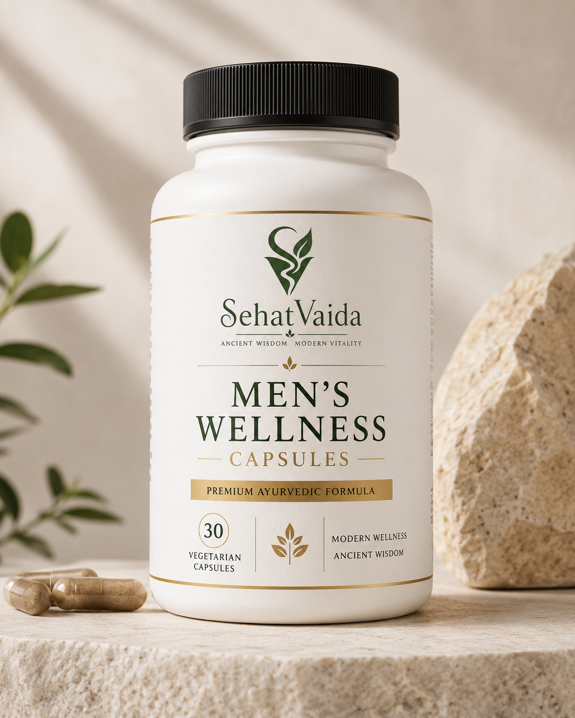 Men’s Wellness Capsules – 30 Vegetarian Capsules | Ayurvedic Wellness Supplement | Velora Ayurved