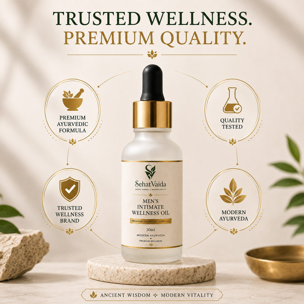 Men’s Intimate Wellness Oil – 30ml | Ayurvedic Wellness Massage Oil | Velora Ayurved