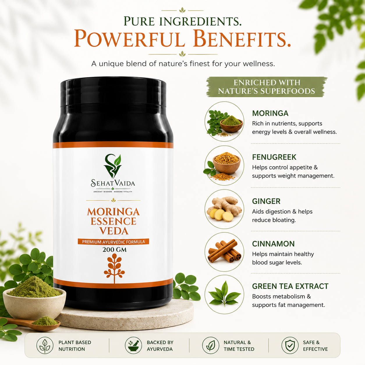 Moringa Essence Veda – 200g | Moringa Wellness Blend | Velora Ayurved