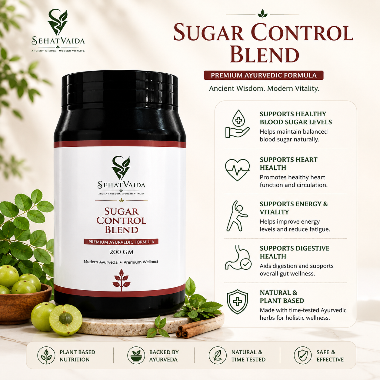 Sugar Control Blend – 200g | Ayurvedic Wellness Blend | Velora Ayurved