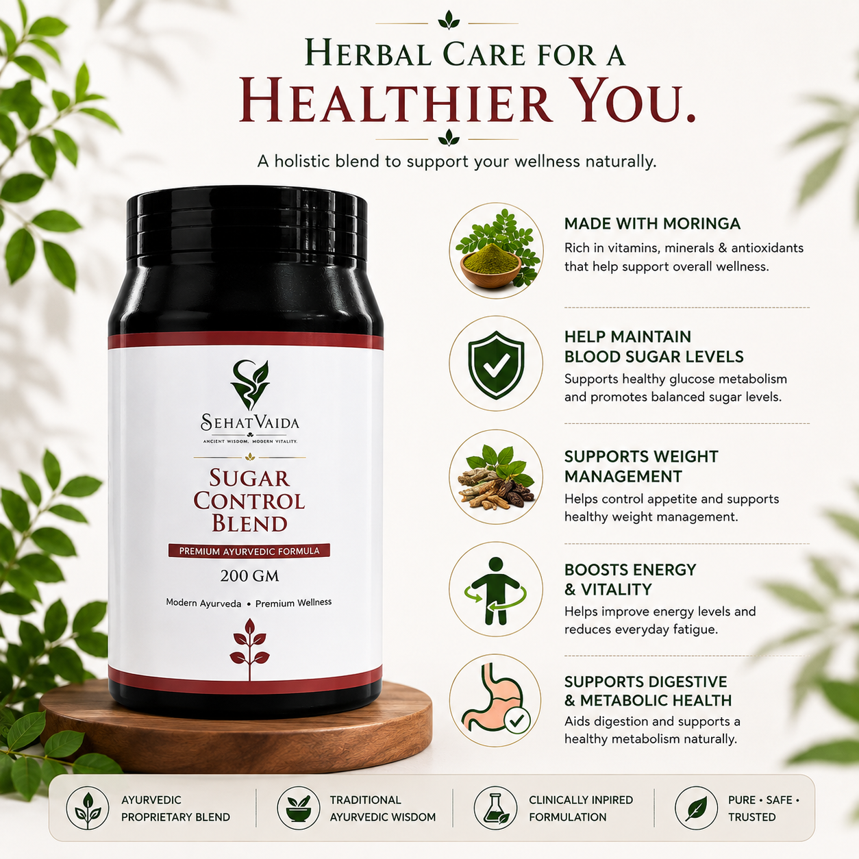 Sugar Control Blend – 200g | Ayurvedic Wellness Blend | Velora Ayurved