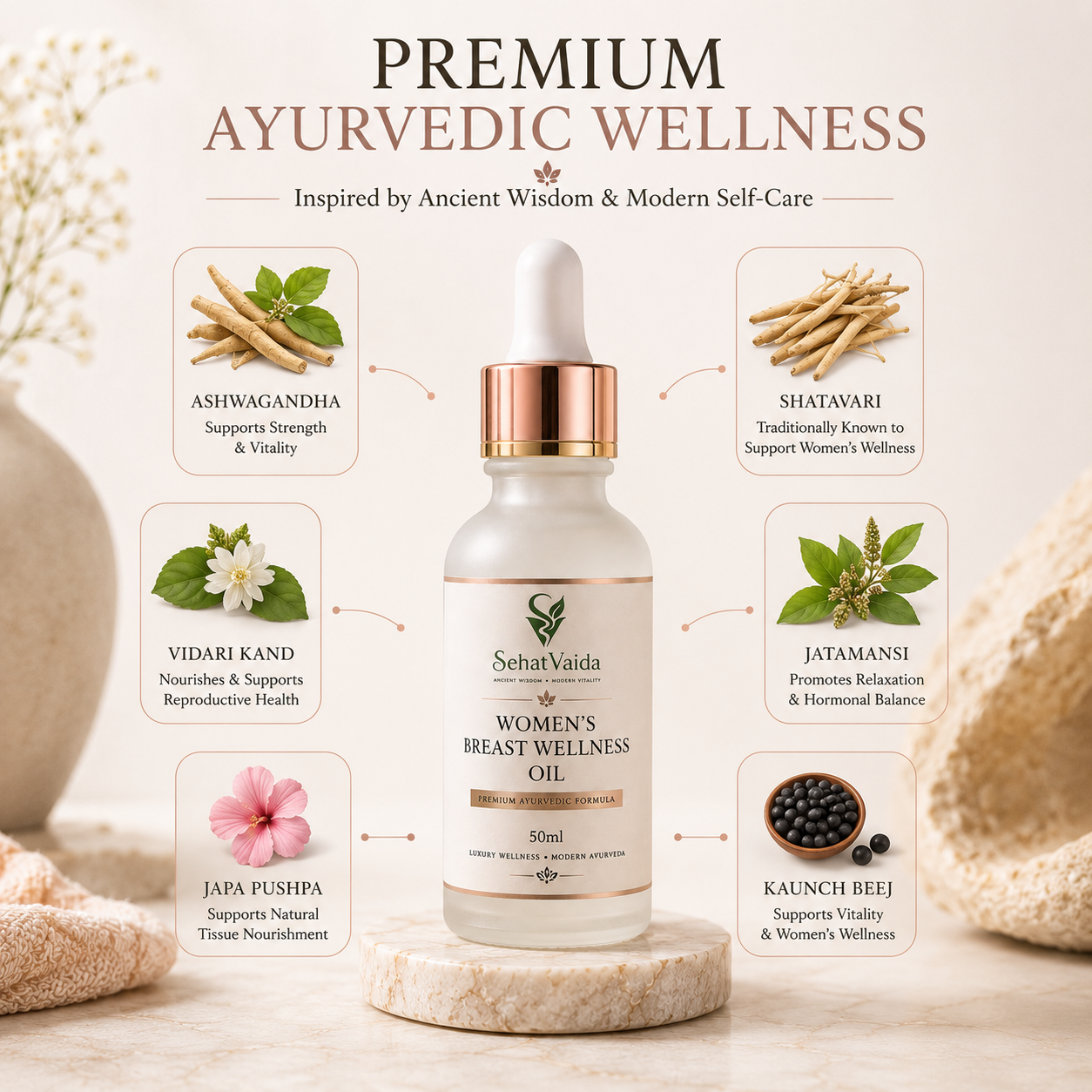 Women’s Breast Wellness Oil – 50ml | Ayurvedic Wellness Oil | Velora Ayurved
